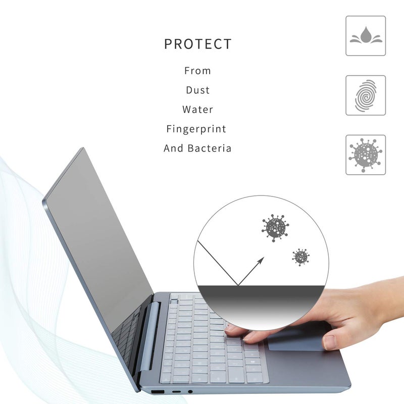 Digi-Tatoo غطاء لوحة مفاتيح Digi-Tatoo لجهاز Microsoft Surface Laptop Go 3/ Laptop Go 2/ Laptop Go 12.4" - واقي لوحة مفاتيح فائق النحافة، عالي الشفافية - Image 5